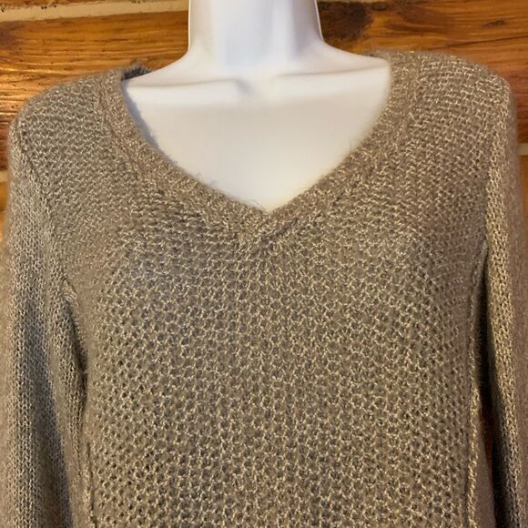 Calvin Klein Beige V-neck Cable Knit Chunky Sweater Medium - Picture 2 of 7
